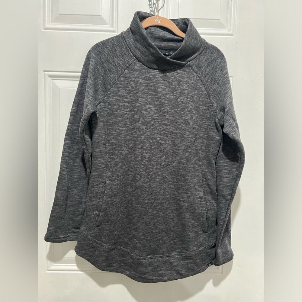 Prana Calexa High Neck Heathered Grey Tunic Pullover with Pockets Size …